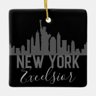 Ornamento De Cerâmica Silhuette Personalizada Excelsior do Skyline de No