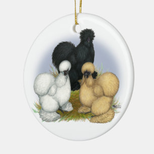 Ornamento De Cerâmica Silkie Trio