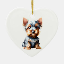 Ornamento De Cerâmica Silky Terrier Puppy personalizado