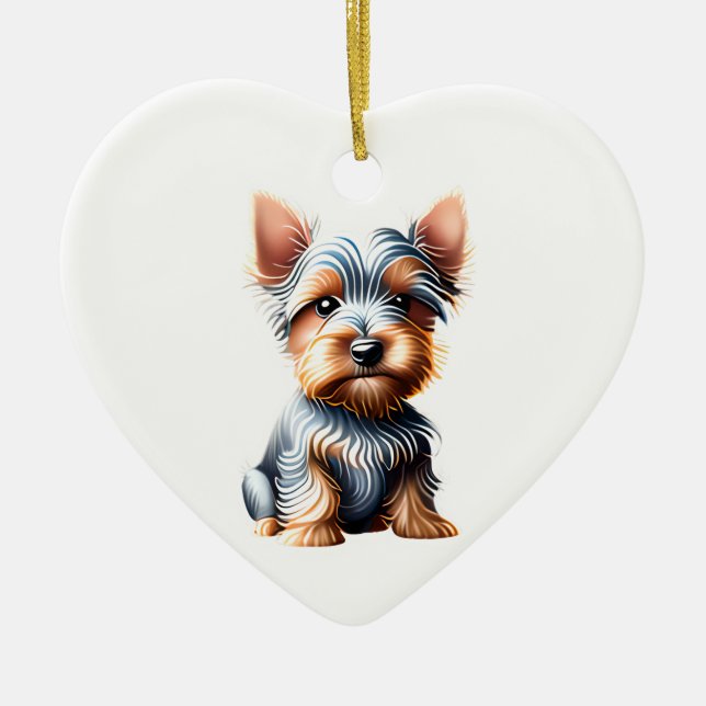 Ornamento De Cerâmica Silky Terrier Puppy personalizado (Frente)