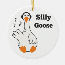 Ornamento De Cerâmica Silly Goose Wearing Headphones – Cute Funny Goose