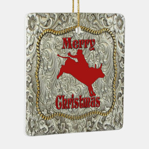 Ornamento De Cerâmica Silver Bull Rider Belt Natal