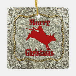 Ornamento De Cerâmica Silver Bull Rider Belt Natal