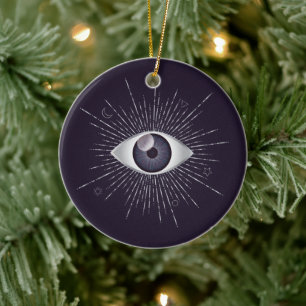 Ornamento De Cerâmica Silver e Violet Mystic Mau Eye Nazar Mati