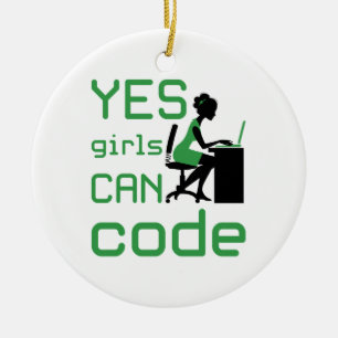 Ornamento De Cerâmica Sim, as garotas podem codificar o programador para