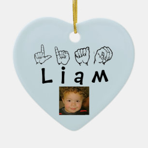 Ornamento De Cerâmica Símbolo ASL - Americano Fingersoletrado Liam