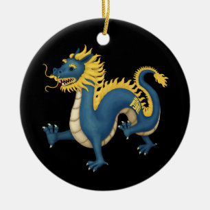 Ornamento De Cerâmica Símbolo Astrologico do Dragão Zodíaco Chinês Preto