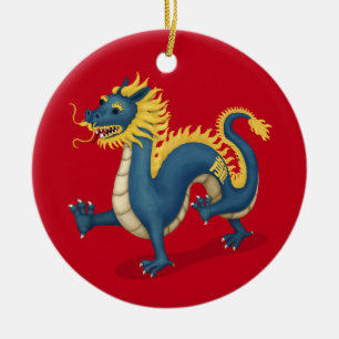 Ornamento De Cerâmica Símbolo Astrologico do Dragão Zodíaco Chinês Verme