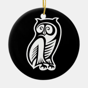 Ornamento De Cerâmica Símbolo Coruja Branco