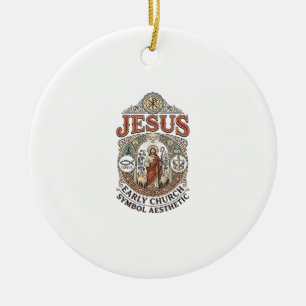 Ornamento De Cerâmica Símbolo da Igreja Primitiva de Jesus Estética Jesu