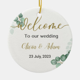 Ornamento De Cerâmica Símbolo de Boas-vindas do Eucalyptus Green Waterco