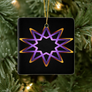 Ornamento De Cerâmica Símbolo de Estrela Laranja Roxo da Árvore da Vida