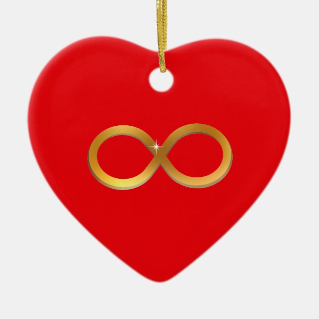 Ornamento De Cerâmica Símbolo de Infinito Dourado (Frente)