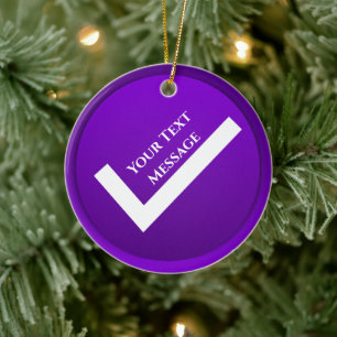 Ornamento De Cerâmica Símbolo de Marca de Verificação Roxo Natal