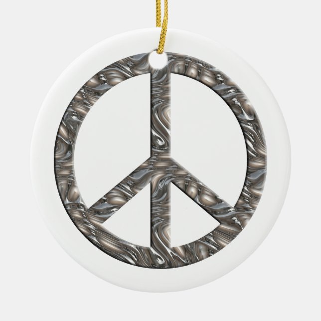 Ornamento De Cerâmica Símbolo de PAZ - PRATA (Frente)