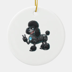 Ornamento De Cerâmica Símbolo de Paz Robô Cyborg Poodle