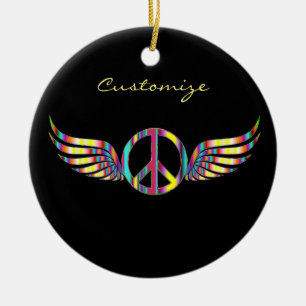 Ornamento De Cerâmica Símbolo de paz voado Thunder_Cove do Hippie
