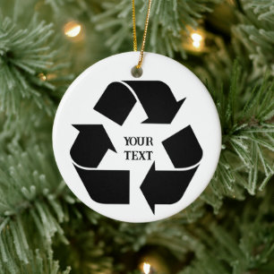 Ornamento De Cerâmica Símbolo de Reciclagem Preto Foto Natal