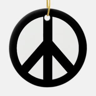 Ornamento De Cerâmica Símbolo de Sinal de Paz Branco Preto