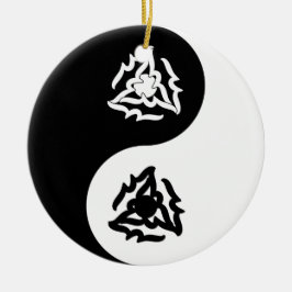 Ornamento De Cerâmica Símbolo de yin e yang em preto e branco