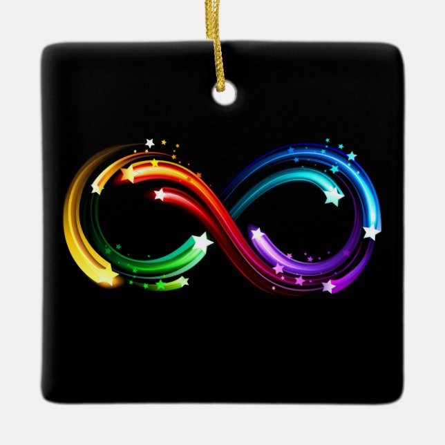 Ornamento De Cerâmica Símbolo do infinito de cometas arco-íris (Frente)