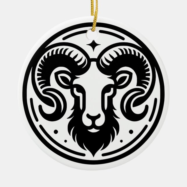 Ornamento De Cerâmica Símbolo Horoscópio Aries Símbolo e Traços Mug (Frente)