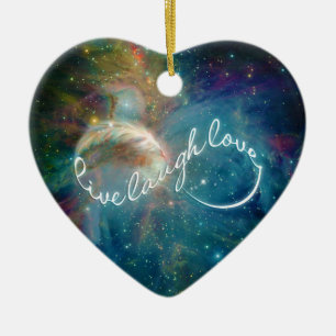 Ornamento De Cerâmica Símbolo infinito fantástico de "Live Laugh Love"