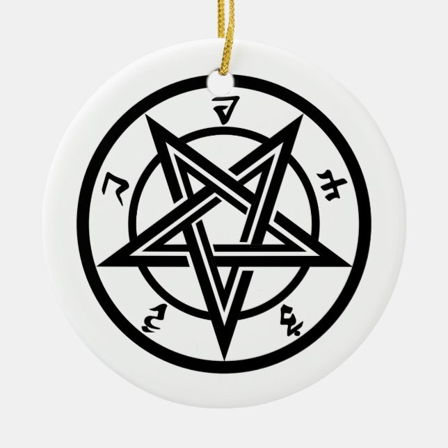 Ornamento De Cerâmica Símbolo pentagrama clássico (Frente)