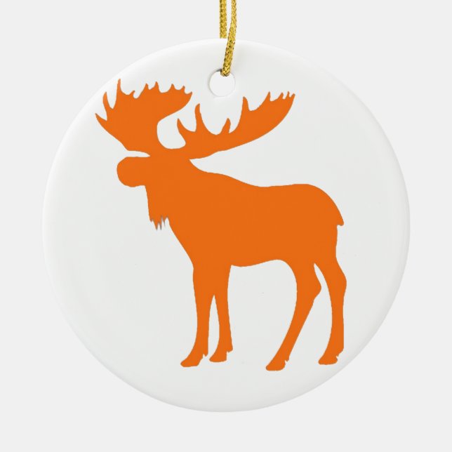 Ornamento De Cerâmica Símbolo simples de alce laranja (Frente)