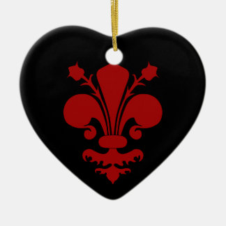 Ornamento De Cerâmica Símbolo vermelho-escuro de pulgas de lis