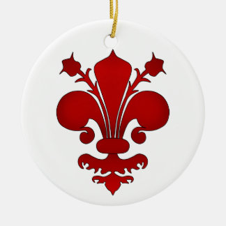Ornamento De Cerâmica Símbolo vermelho-escuro de pulgas de lis