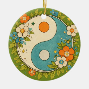 Ornamento De Cerâmica Símbolo Vintage Yin Yang