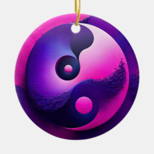 Ornamento De Cerâmica Símbolo Yin Yang Colorful do Iluminismo Vibrante