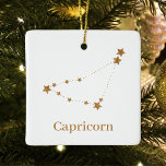 Ornamento De Cerâmica Símbolo Zodiac Moderno, Capricórnio Dourado | Elem<br><div class="desc">Símbolo Zodiac Moderno,  Capricórnio Dourado | Elemento Terra</div>