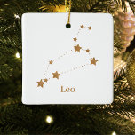 Ornamento De Cerâmica Símbolo Zodiac Moderno Dourado Leo | Elemento Fogo<br><div class="desc">Símbolo Zodiac Moderno Dourado Leo | Elemento Fogo</div>