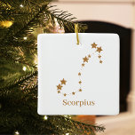 Ornamento De Cerâmica Símbolo Zodiac Moderno Escorpião Dourado | Água El<br><div class="desc">Símbolo Zodiac Moderno Escorpião Dourado | Água Elementar</div>
