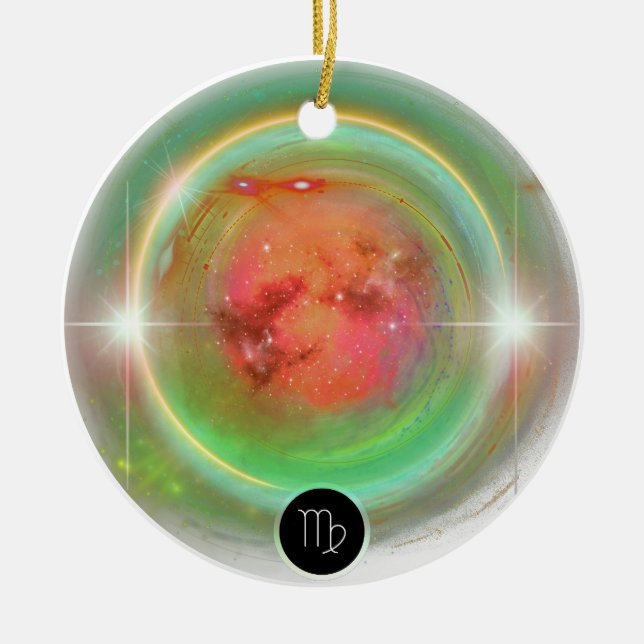 Ornamento De Cerâmica Símbolo Zodiano Moderno Virgo Citação Elemento da  (Frente)