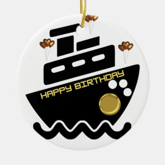 Ornamento De Cerâmica simmi fashion black and white dorado lone ship