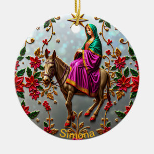 Ornamento De Cerâmica SIMONA ~ Mary no Donkey ~
