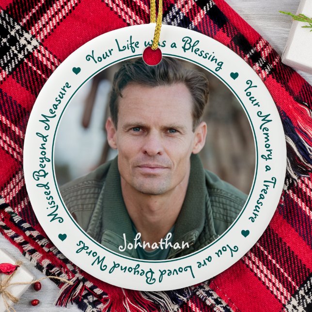 Ornamento De Cerâmica Simpatia Citação Verde KeepsasasaemFoto Memorial (Criador carregado)