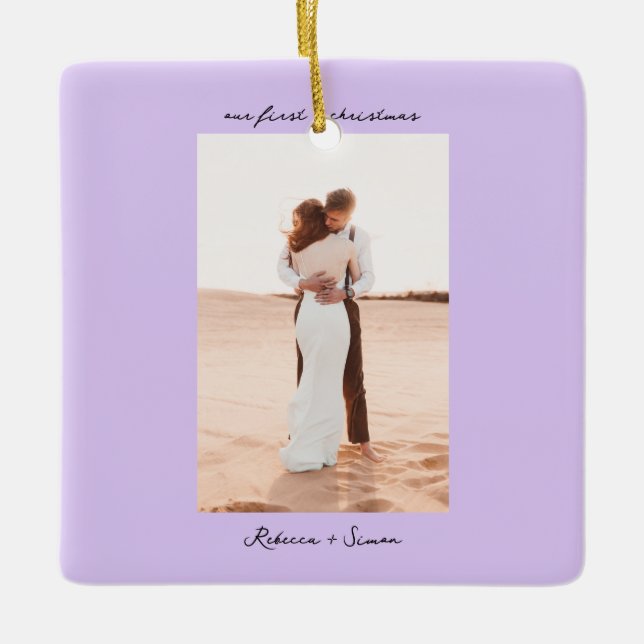 Ornamento De Cerâmica Simple Minimalist Script Photo (Frente)