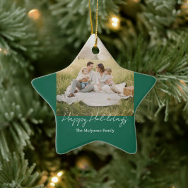 Ornamento De Cerâmica Simple Modern Family Photo Christmas & New Year