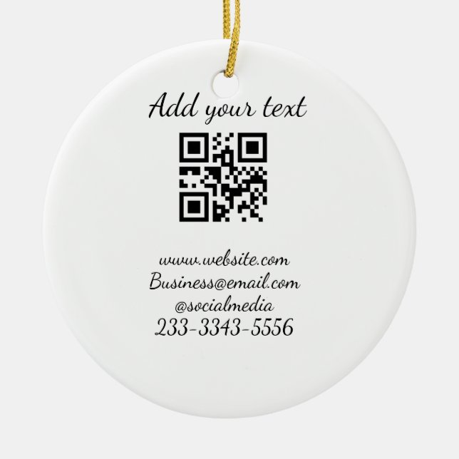 Ornamento De Cerâmica simples código QR personalizado adicionar seu nome (Frente)