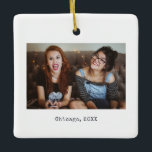 Ornamento De Cerâmica Simples e Branco - Natal<br><div class="desc">Simples foto Minimalista Branca Mantendo a decoração da Cerâmica de Natal,  um belo presente personalizado para amigos,  família,  casal,  namorado,  colega de trabalho,  chefe e muito mais.</div>