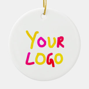 Ornamento De Cerâmica simples e mínimo adicione seu logotipo/design aqui