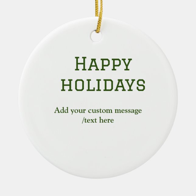 Ornamento De Cerâmica Simples feriados verdes e felizes no Natal (Frente)