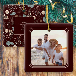 Ornamento De Cerâmica Simples Foto Boho Inverno Verde Natal