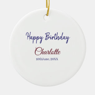 Ornamento De Cerâmica SIMPLES MINIMAL.CUTIE ADICIONE NOME BEBÊ feliz ani
