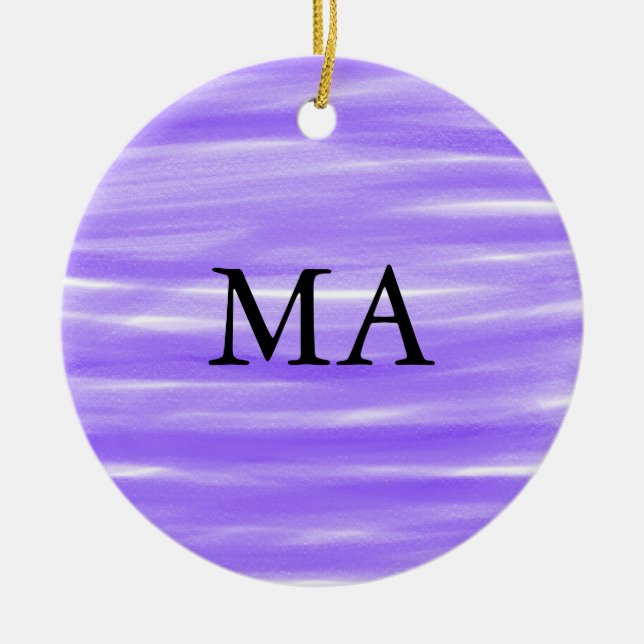 Ornamento De Cerâmica Simples monograma adicione seu nome com letra míni (Frente)