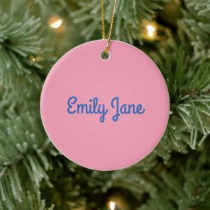 Ornamento De Cerâmica Simples Personalizado Azul e Rosa Fofo